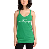 Pray for peace. Live the prayer. Women's Racerback Tank