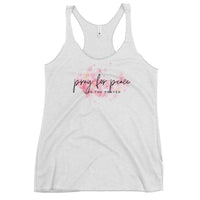 Women's Racerback Tank: Pray For peace - Live The Prayer pink blossoms