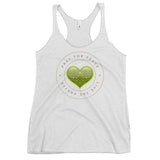 Women's Racerback Tank: Pray For Peace - Live The Prayer Green Celtic Heart (multiple colors available)