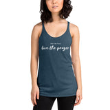 Pray for peace. Live the prayer. Women's Racerback Tank