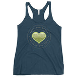 Women's Racerback Tank: Pray For Peace - Live The Prayer Green Celtic Heart (multiple colors available)