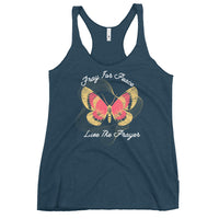 Women's Racerback Tank: Pray For Peace - Live The Prayer Beautiful Butterfly (multiple colors available)