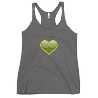 Women's Racerback Tank: Pray For Peace - Live The Prayer Green Celtic Heart (multiple colors available)