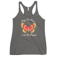 Women's Racerback Tank: Pray For Peace - Live The Prayer Beautiful Butterfly (multiple colors available)