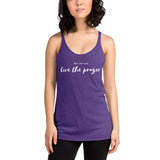 Pray for peace. Live the prayer. Women's Racerback Tank