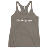 Pray for peace. Live the prayer. Women's Racerback Tank