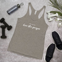 Pray for peace. Live the prayer. Women's Racerback Tank