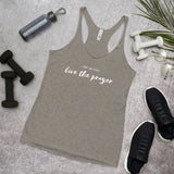 Pray for peace. Live the prayer. Women's Racerback Tank