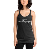 Pray for peace. Live the prayer. Women's Racerback Tank