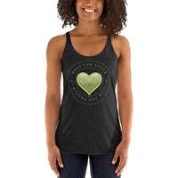 Women's Racerback Tank: Pray For Peace - Live The Prayer Green Celtic Heart (multiple colors available)