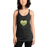 Women's Racerback Tank: Pray For Peace - Live The Prayer Green Celtic Heart (multiple colors available)