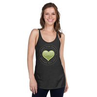 Women's Racerback Tank: Pray For Peace - Live The Prayer Green Celtic Heart (multiple colors available)