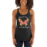 Women's Racerback Tank: Pray For Peace - Live The Prayer Beautiful Butterfly (multiple colors available)