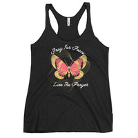 Women's Racerback Tank: Pray For Peace - Live The Prayer Beautiful Butterfly (multiple colors available)