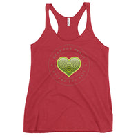 Women's Racerback Tank: Pray For Peace - Live The Prayer Green Celtic Heart (multiple colors available)