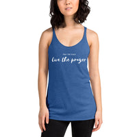 Pray for peace. Live the prayer. Women's Racerback Tank