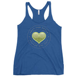 Women's Racerback Tank: Pray For Peace - Live The Prayer Green Celtic Heart (multiple colors available)
