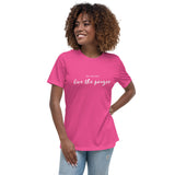 Pray for peace. Live the prayer. Women's Script t-shirt.