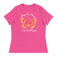 Women's Relaxed T-Shirt: Pray For Peace - Live The Prayer Beautiful Butterfly (multiple colors available)