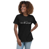 Pray for peace. Live the prayer. Women's Script t-shirt.