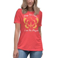 Women's Relaxed T-Shirt: Pray For Peace - Live The Prayer Beautiful Butterfly (multiple colors available)