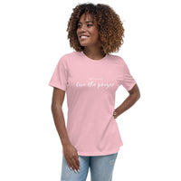 Pray for peace. Live the prayer. Women's Script t-shirt.